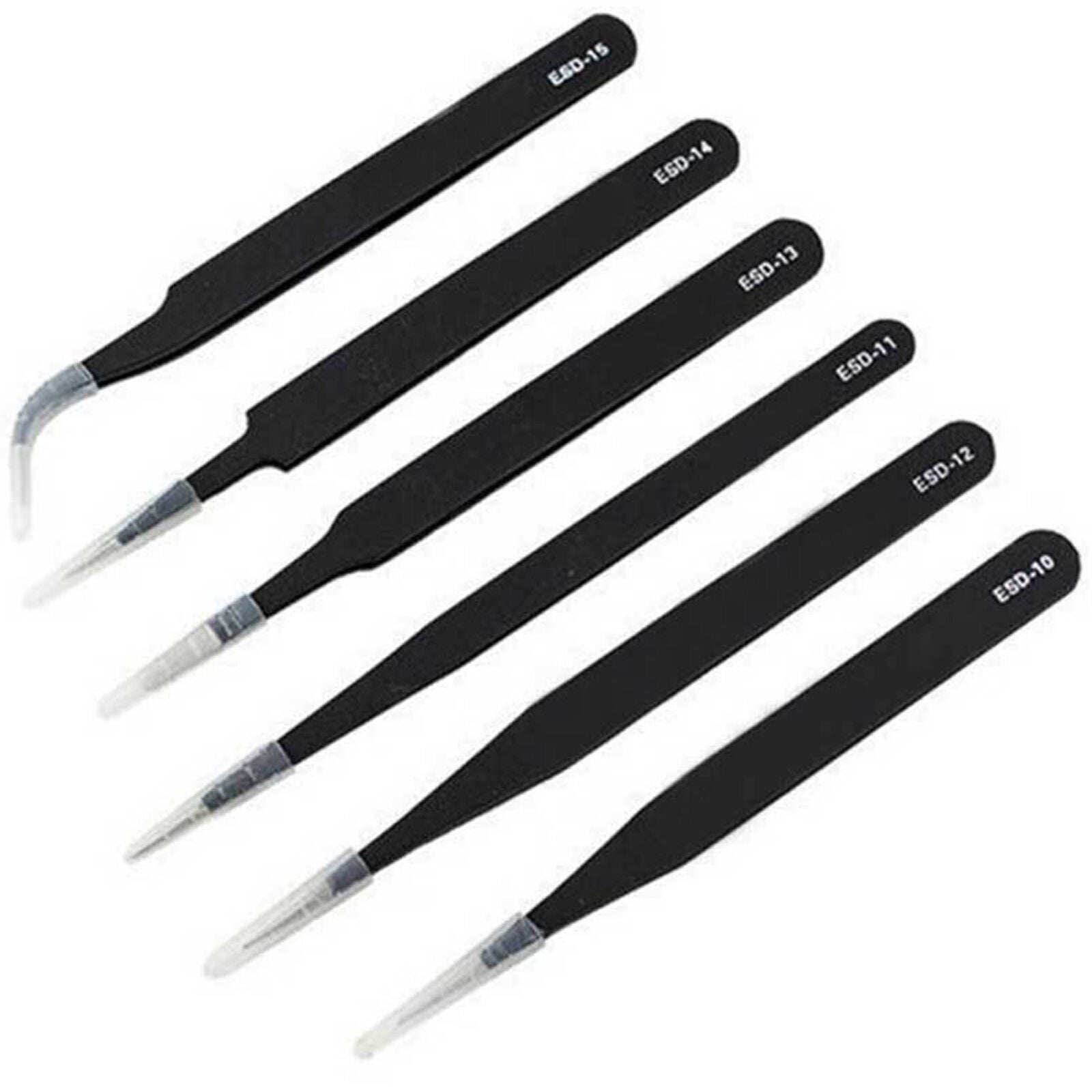 6x Stainless Steel Tweezers Kit for Nail Hair Eyebrow Plucker Beauty Slanted Tip