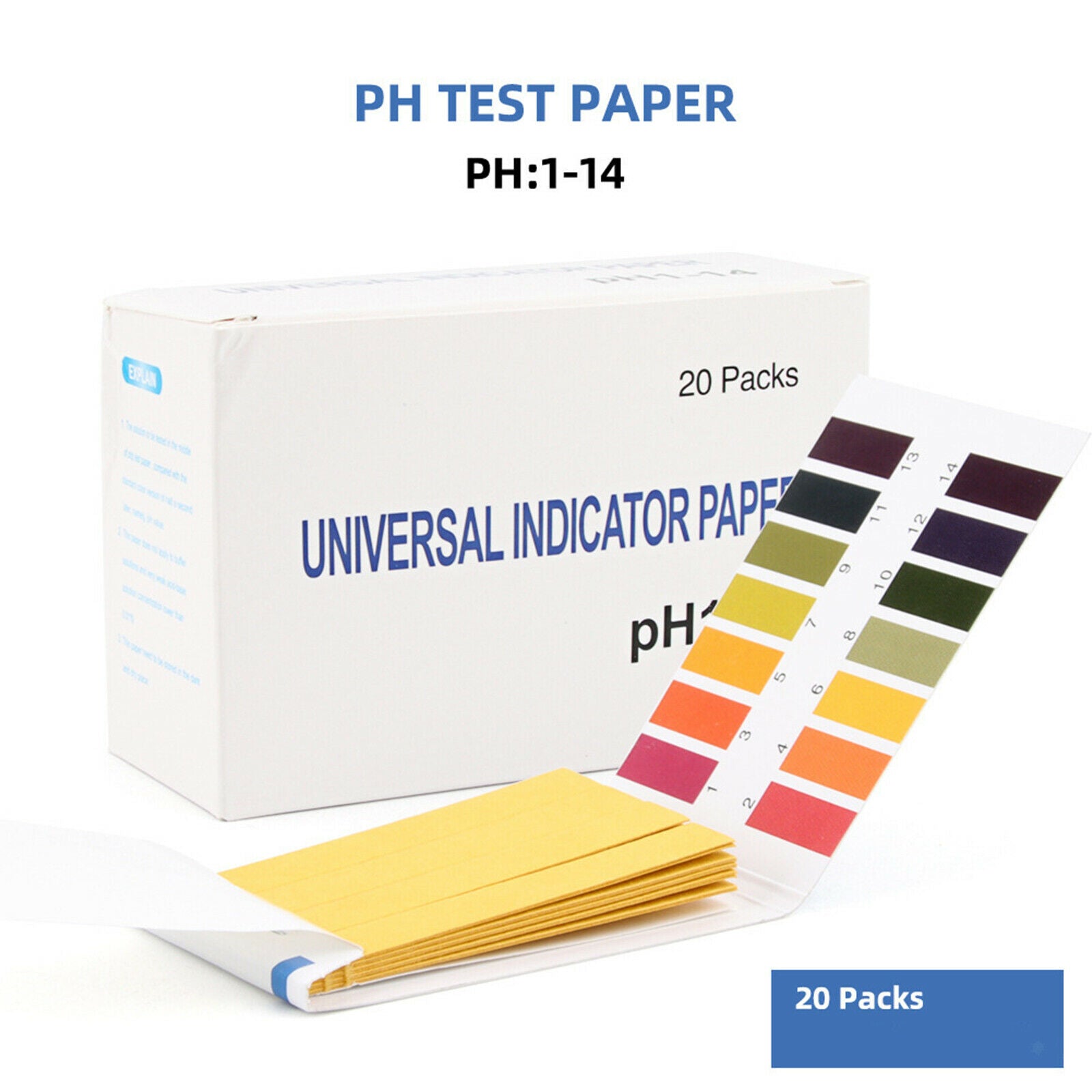 20x pH 1-14 Test Paper Universal Strip Tester for Urine Acidity Alkalinity