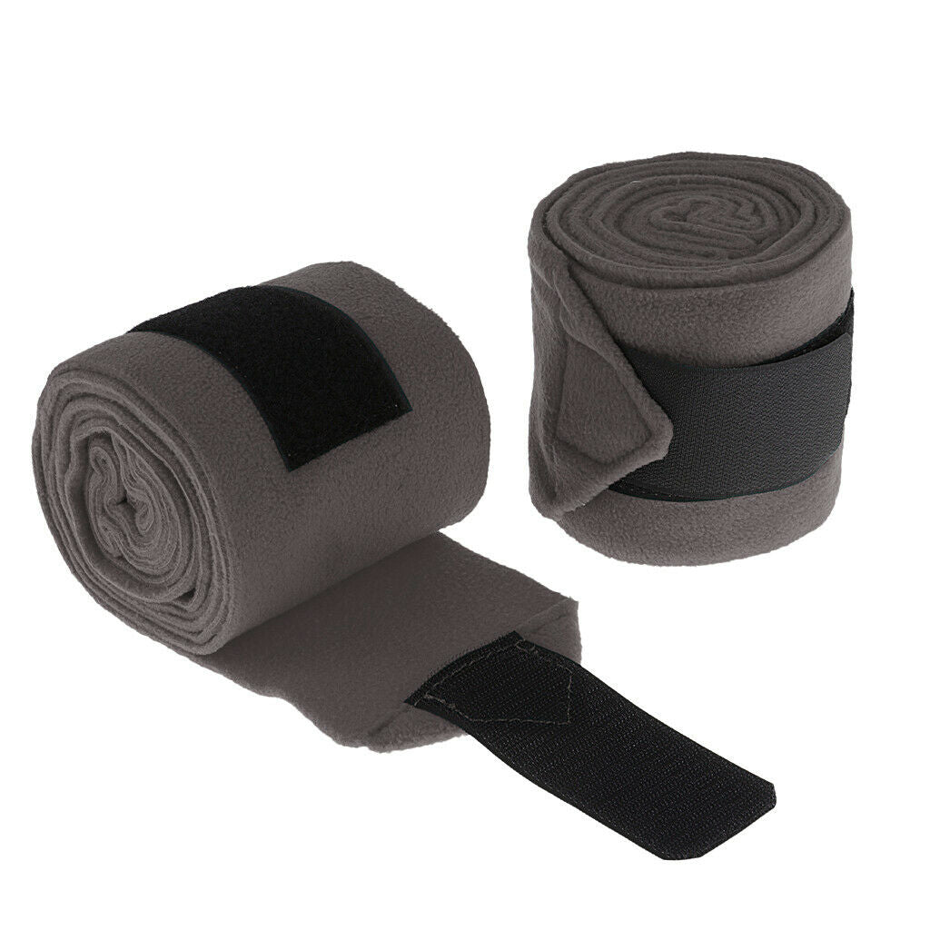 Horse Grooming Care Set Of 4 Fleece  Leg Wraps Equestrian Equip Supplies - Gray