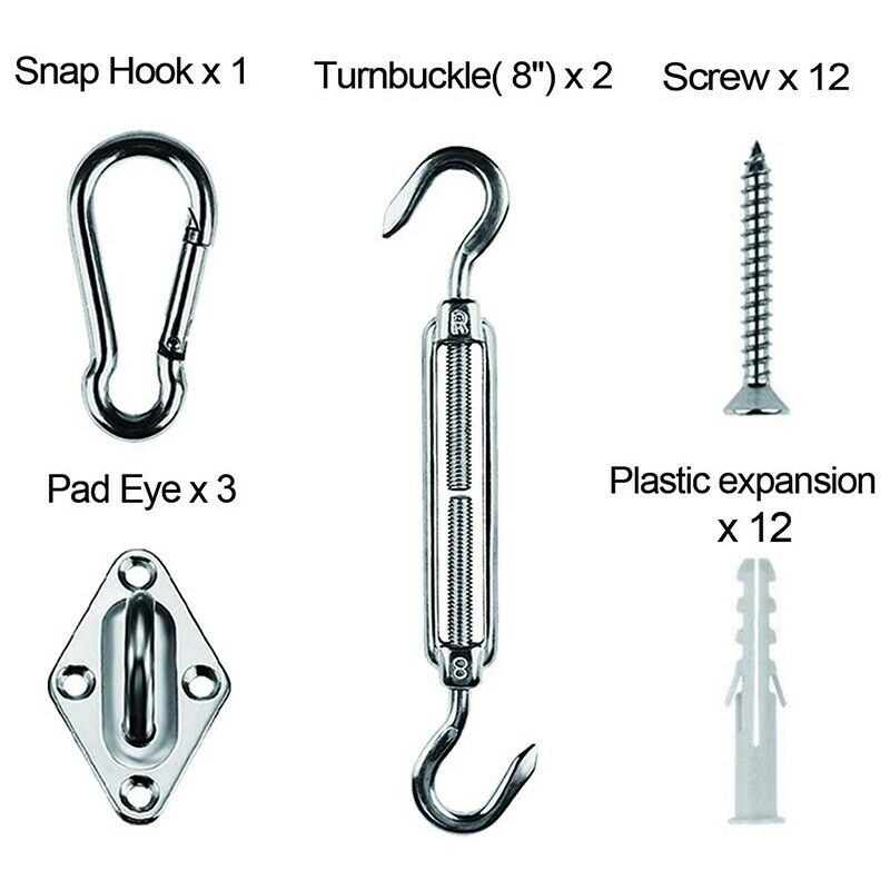 Shade Sail Hardware Kit 8 Inches Stainless Steel for Triple-cornered Heavy DutB1