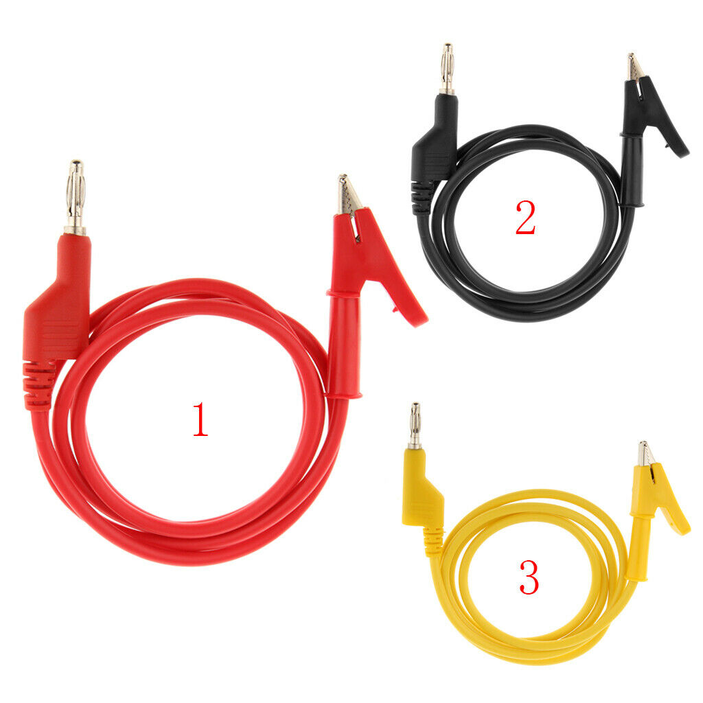 15A 100cm Copper Banana Plug To Alligator Clip 18AWG Connector Cable Black