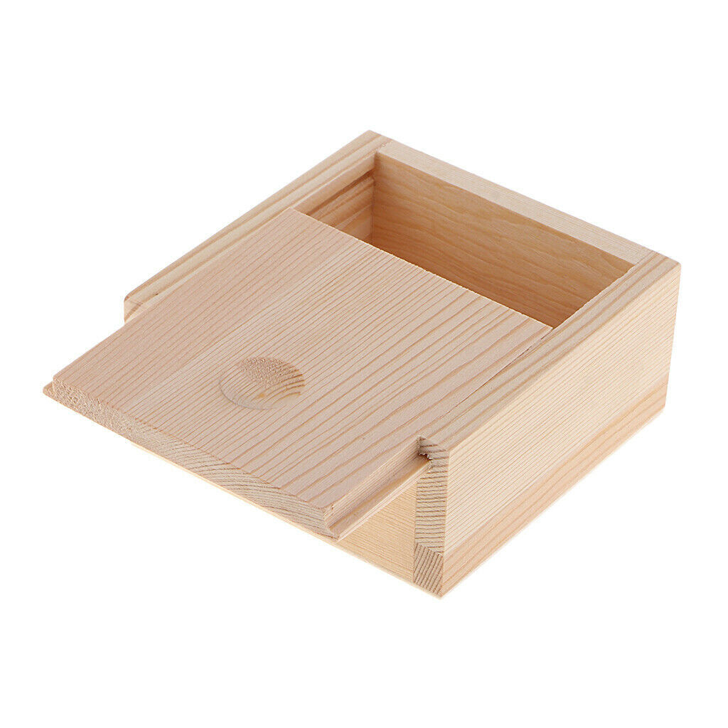 Unpainted Wood Tea Storage Box Wooden Case W/ Lid Office /Home Organizer