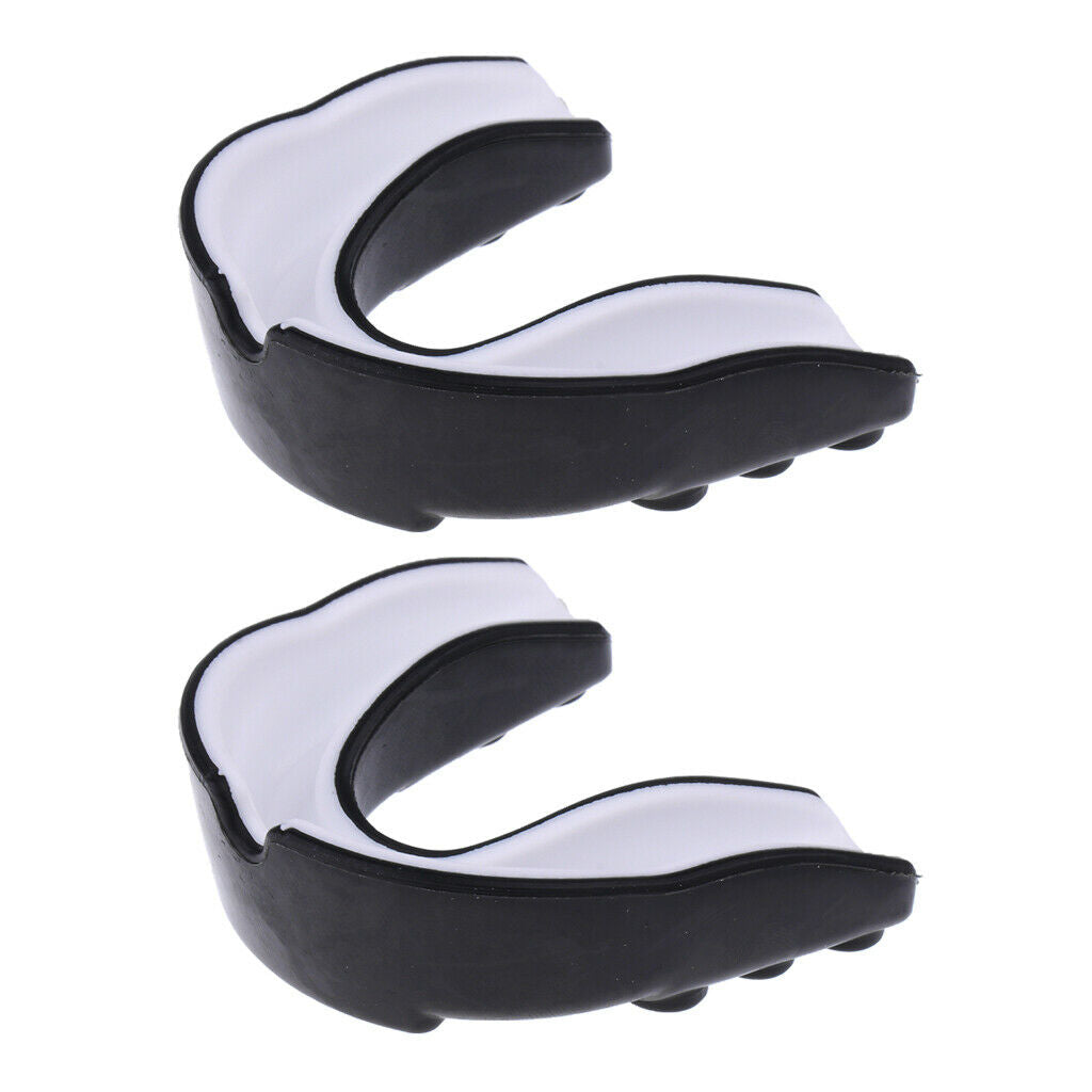 2Pcs Mouth Guard Gum Shield Boil Bite Mouthguard For Football Boxing Black
