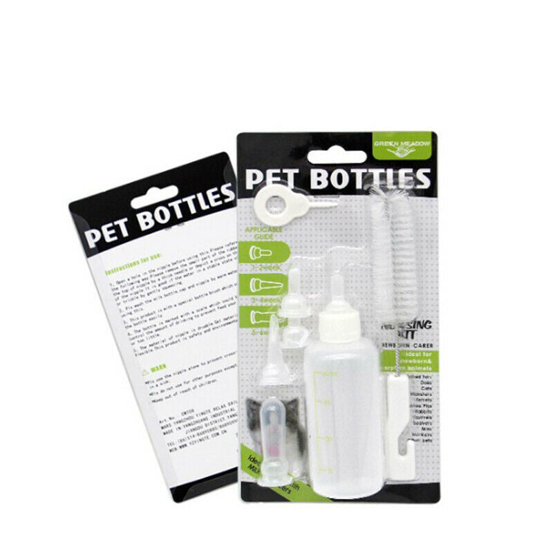 60ML Pet Dog Cat Milk Feeder with Cleaning Brush Newborn Cat Milk Feed.l8