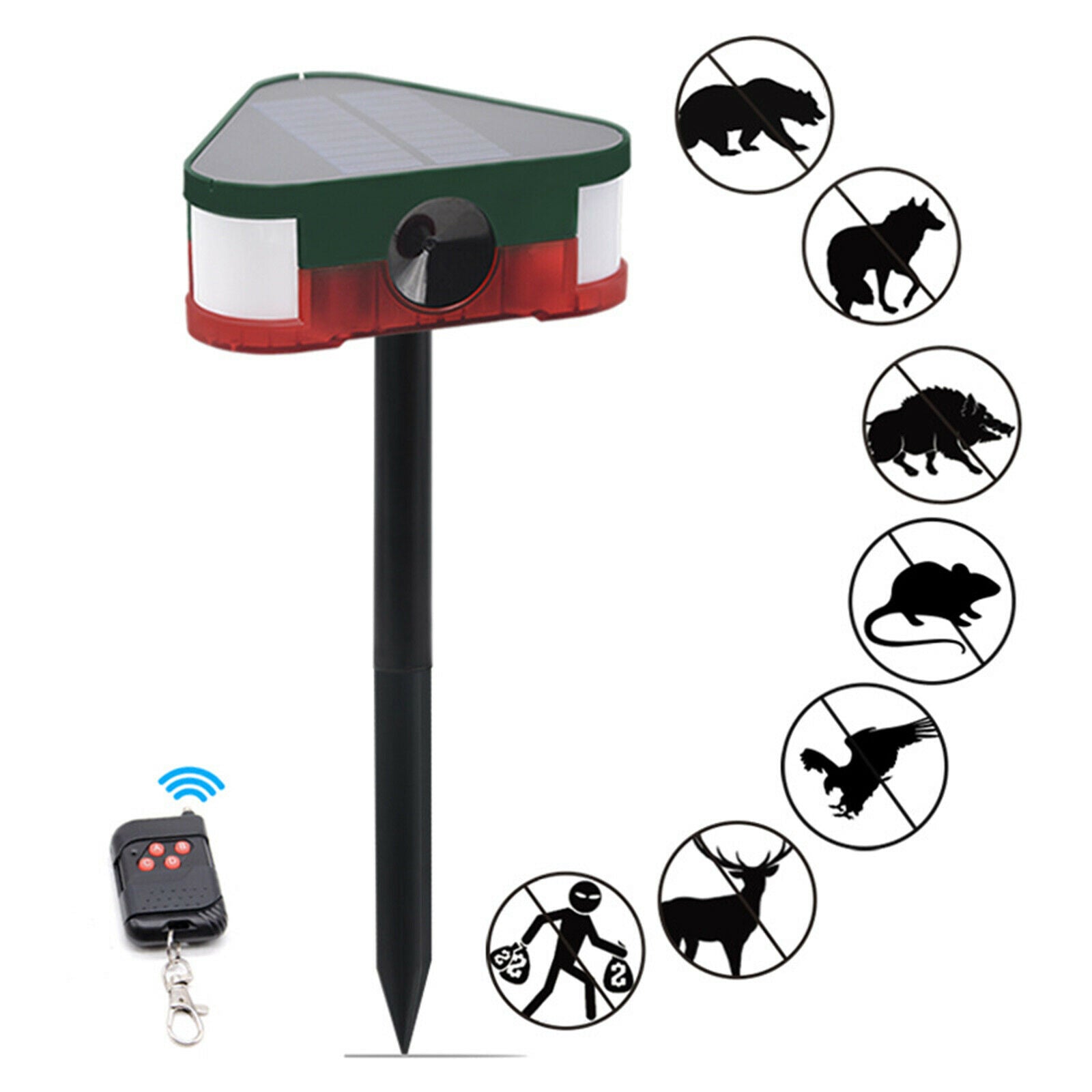 Solar-Powered Alarm Lamp Lawn Animal Repellent Birds Deterrent Scare Away