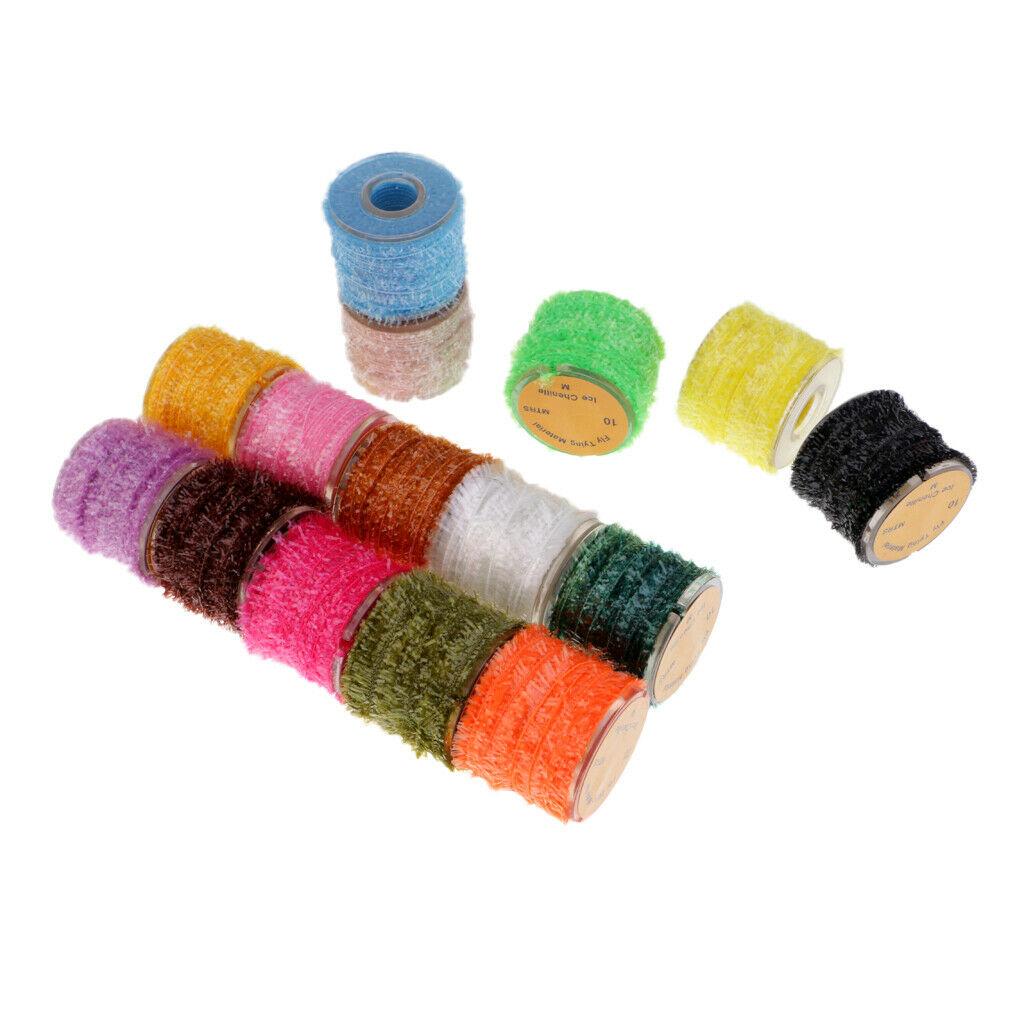 15 Rolls Tinsel Chenille Line Crystal Flash Line Fly Fishing Tying Materials