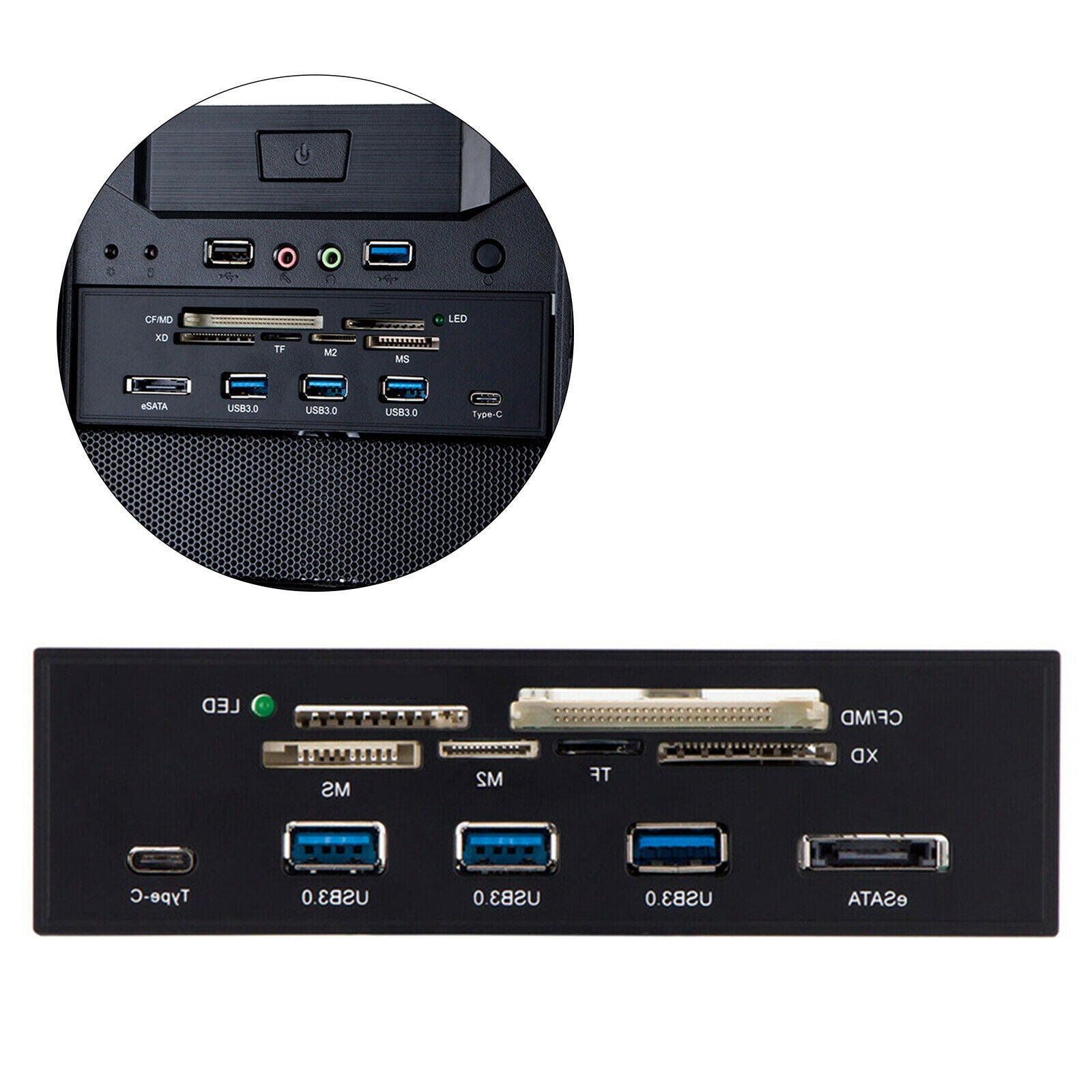5.25'' Internal Card Reader Dashboard PC Front Panel with 3 USB 3.0 Ports