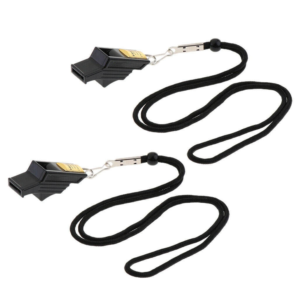 2 Set Safety Referee Whistle with Lanyard and Finger Grip for Football