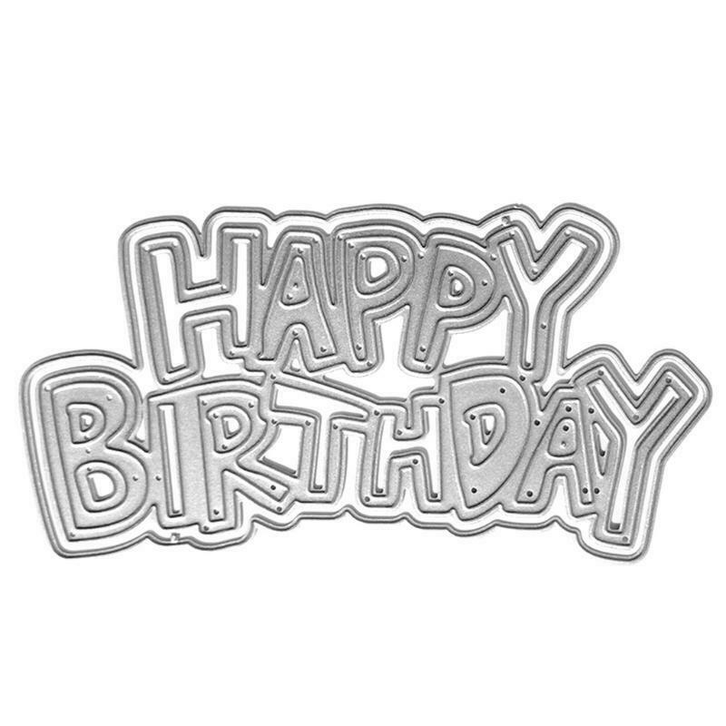 Hollow Happy Birthday Carbon Steel Cutting Dies DIY Scrapbooking Photo Album