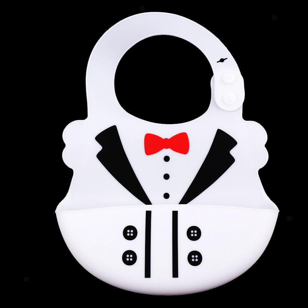 Baby Kid Washable Silicone Feeding Bib Adjustable Bib New White