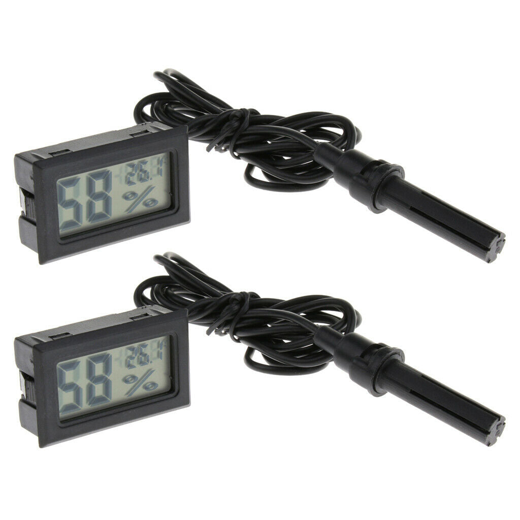 2pcs Pet Reptile Terrarium Digital Thermometer & Hygrometer