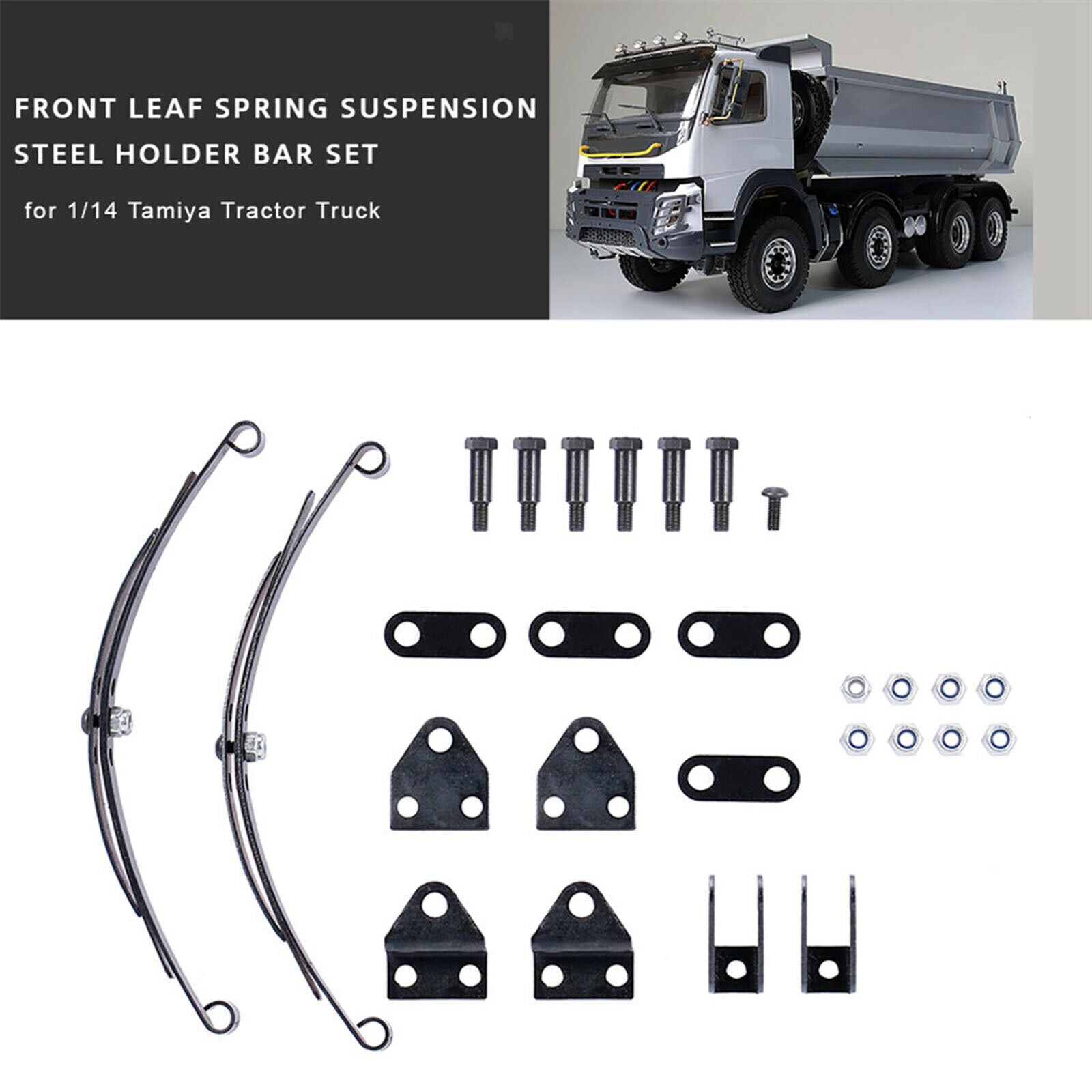 Front Rear Leaf Spring Suspension Set for Tamiya 1/14 RC Tractor Front