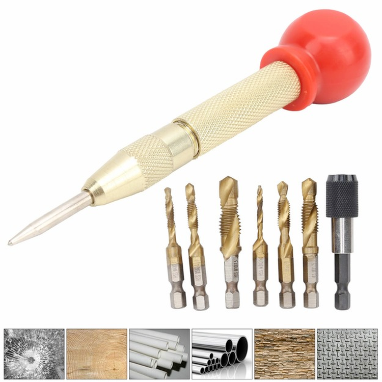 6x M3-M10 HSS Hex Shank Metric Thread Tap Drill Bits Set Screw Hand Tools