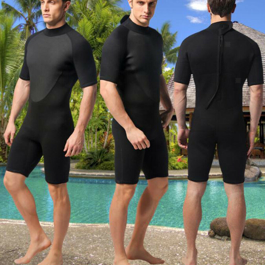 Men 3mm Neoprene Diving Suits Free Dive Scuba Snorkeling Shorty Wetsuits XL