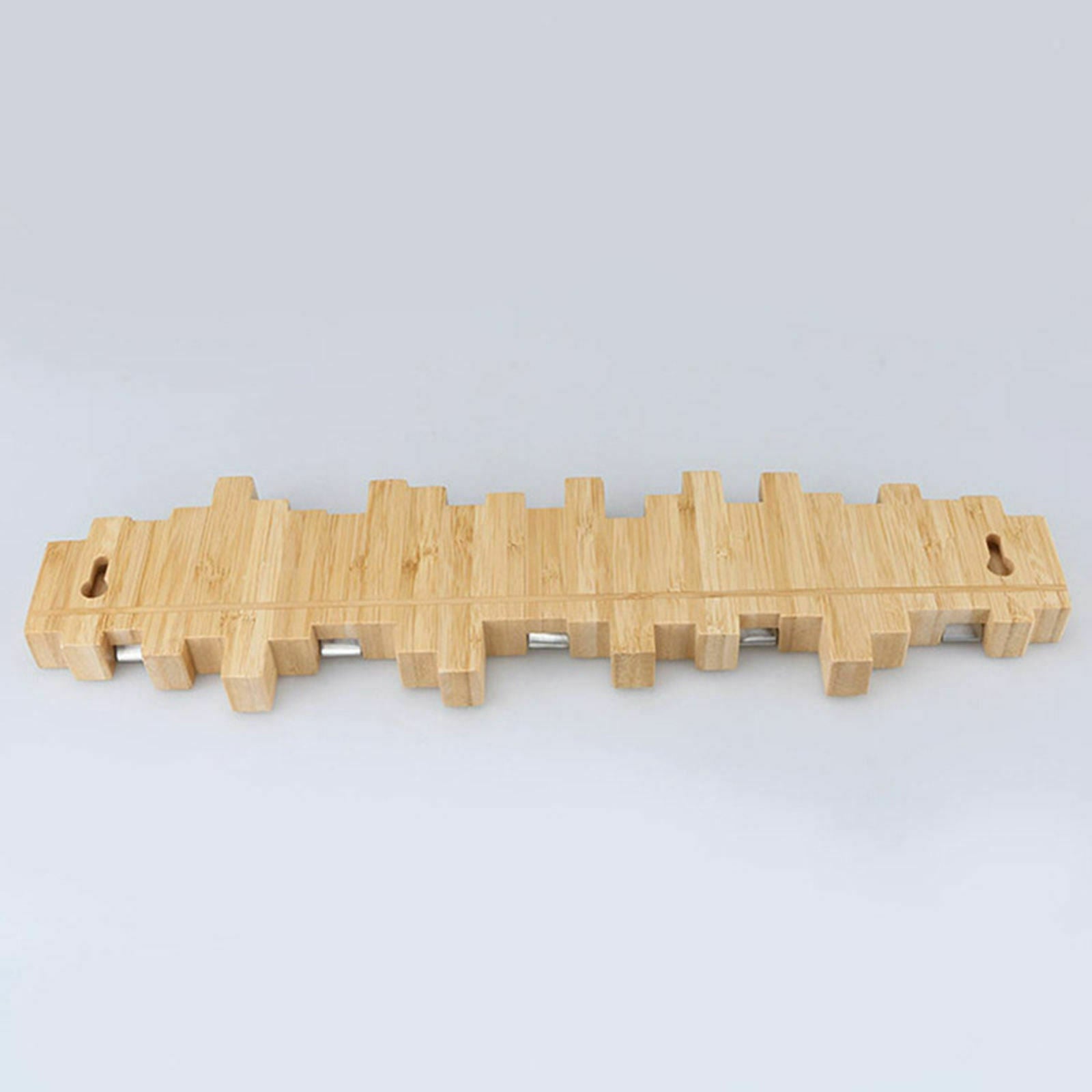 Bamboo Wall Coat Rack Hook 5 Metal Hooks Towel Entryway Hanger Classic