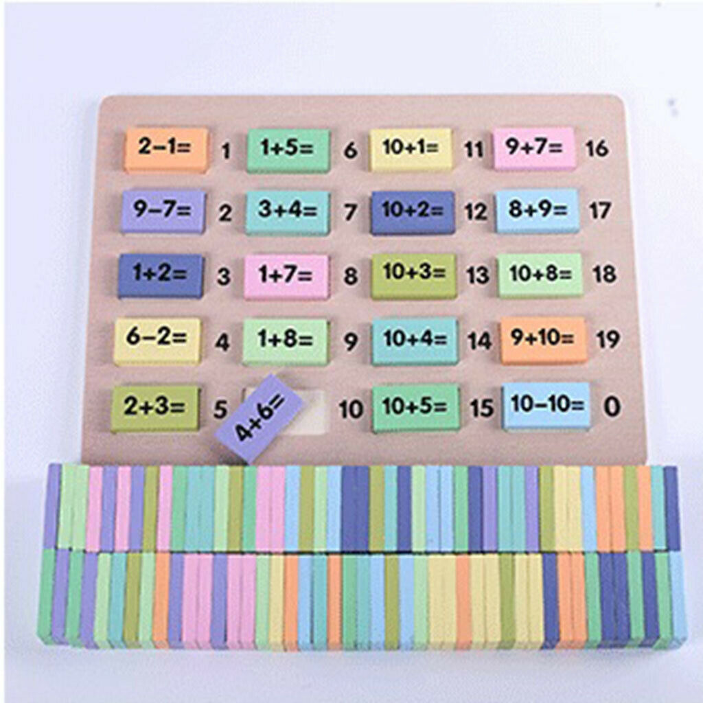 Educational Wooden Math Toys Number Dominos Building Blocks Game Funny Gifts