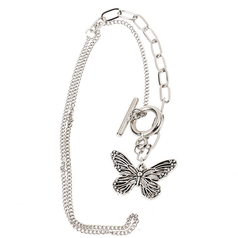 Gothic Butterfly Pendant Necklace For Women Choker Accessories Gift For Girl Qx