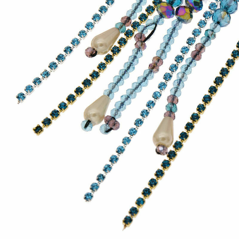 Rinestone Beaded Patches Jellyfish Sew On Applique Badges Clothing Decor DIY