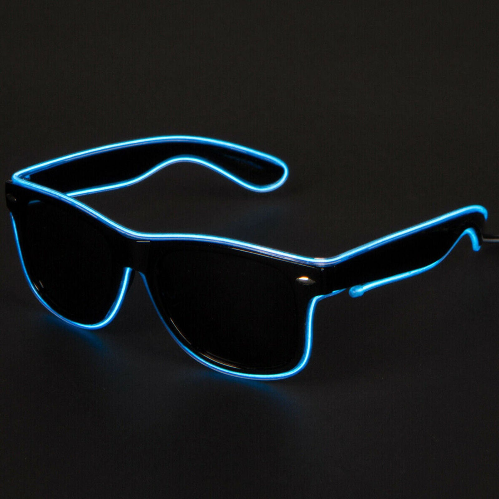 El-Wire Aqua Blue LED Sunglasses Rectangular Rave Burning man Party Neon Lightup