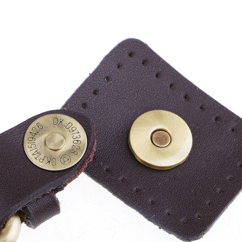 2x Leather Magnetic Snap Buckles Bag Making Fastener Sew On DIY Retro Brown