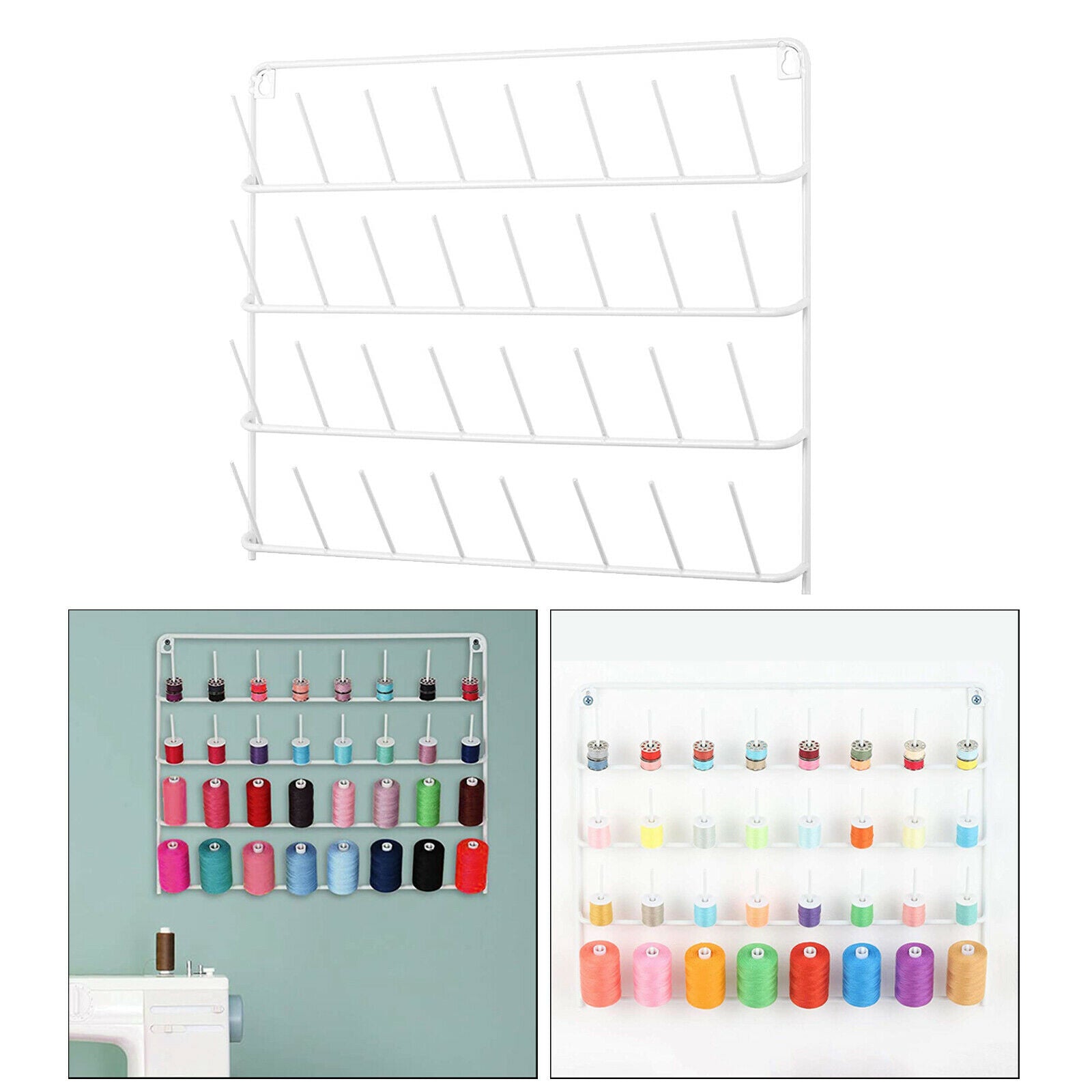 Metal Wall Hanging Thread Holder 32-Spool Sewing Thread Rack Organizer Tools