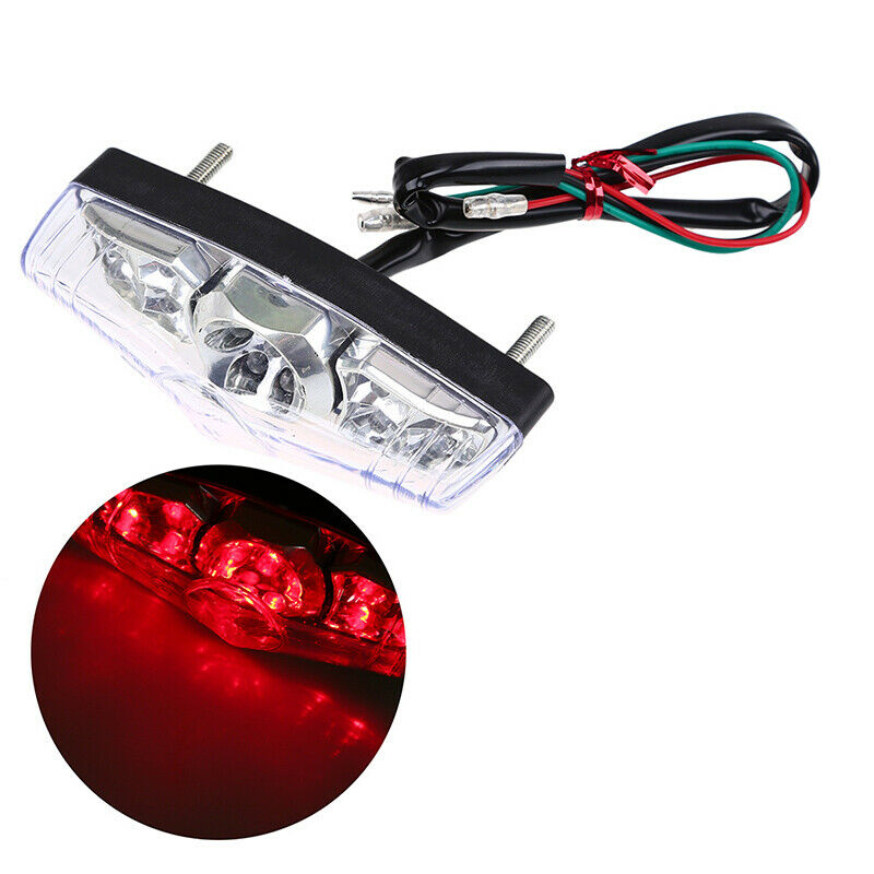 LED Tail Light Black ABS Rear Light Universal For Motorcycle Dirt Replacement