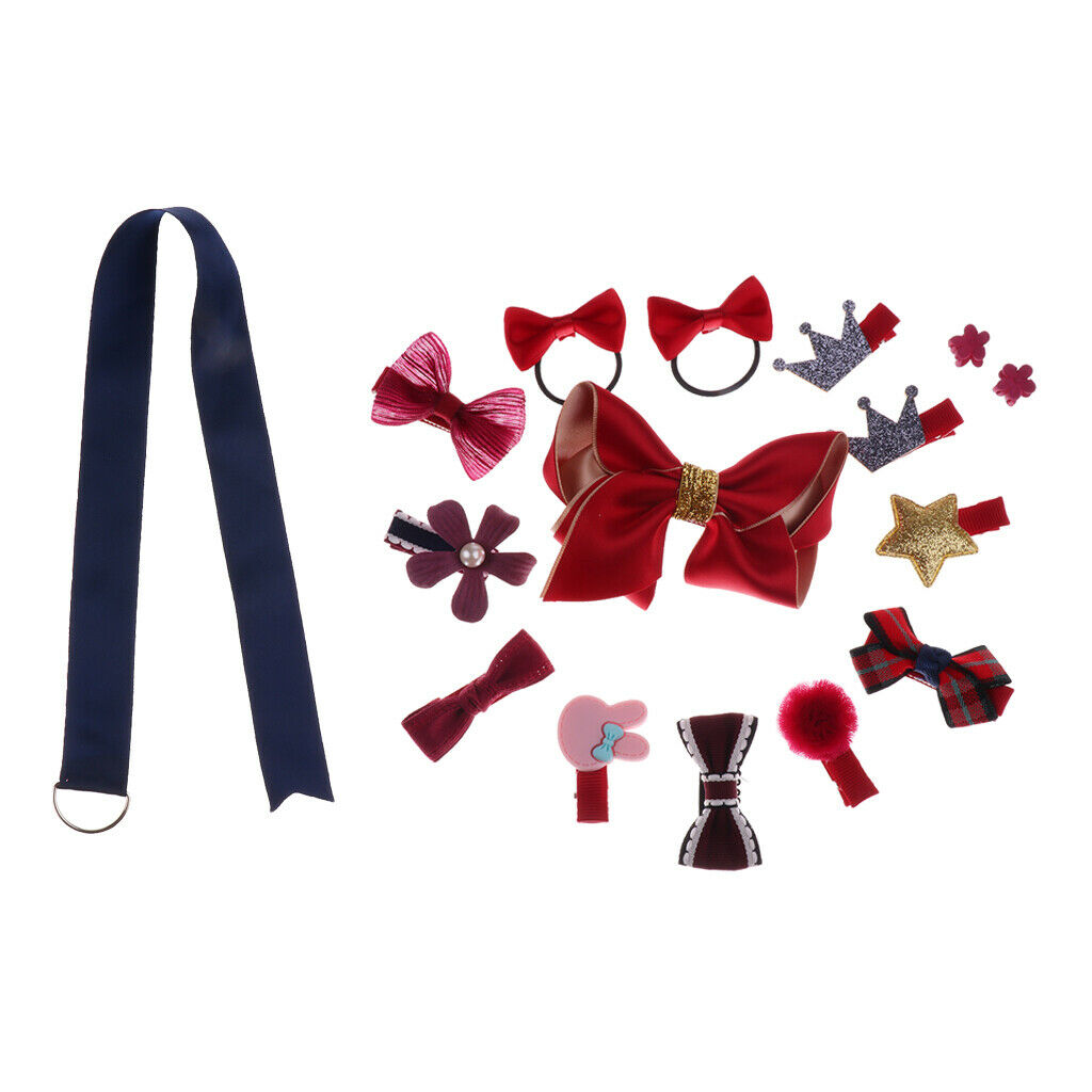 16 Pieces Kids Baby Girl Bow Hair Clips Flower Barrette Pins Gift 16 Pcs-Red