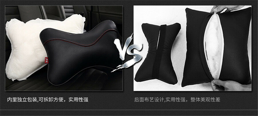For All Vehicles PU Safety Car Headrest Breathe Seat Head Neck Rest Pillow 2PCS