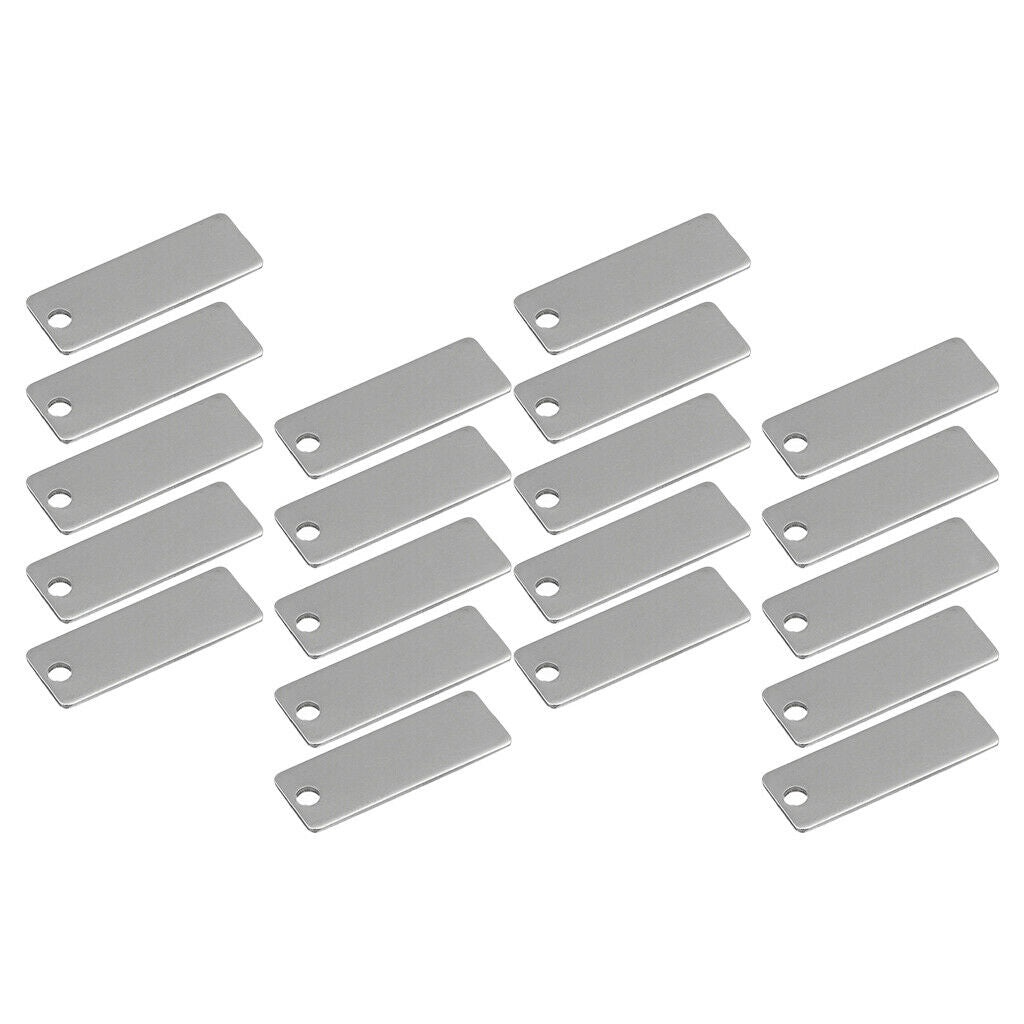 20pcs Small Stainless Steel Blank Stamping Tag Charm Pendants for Bracelet