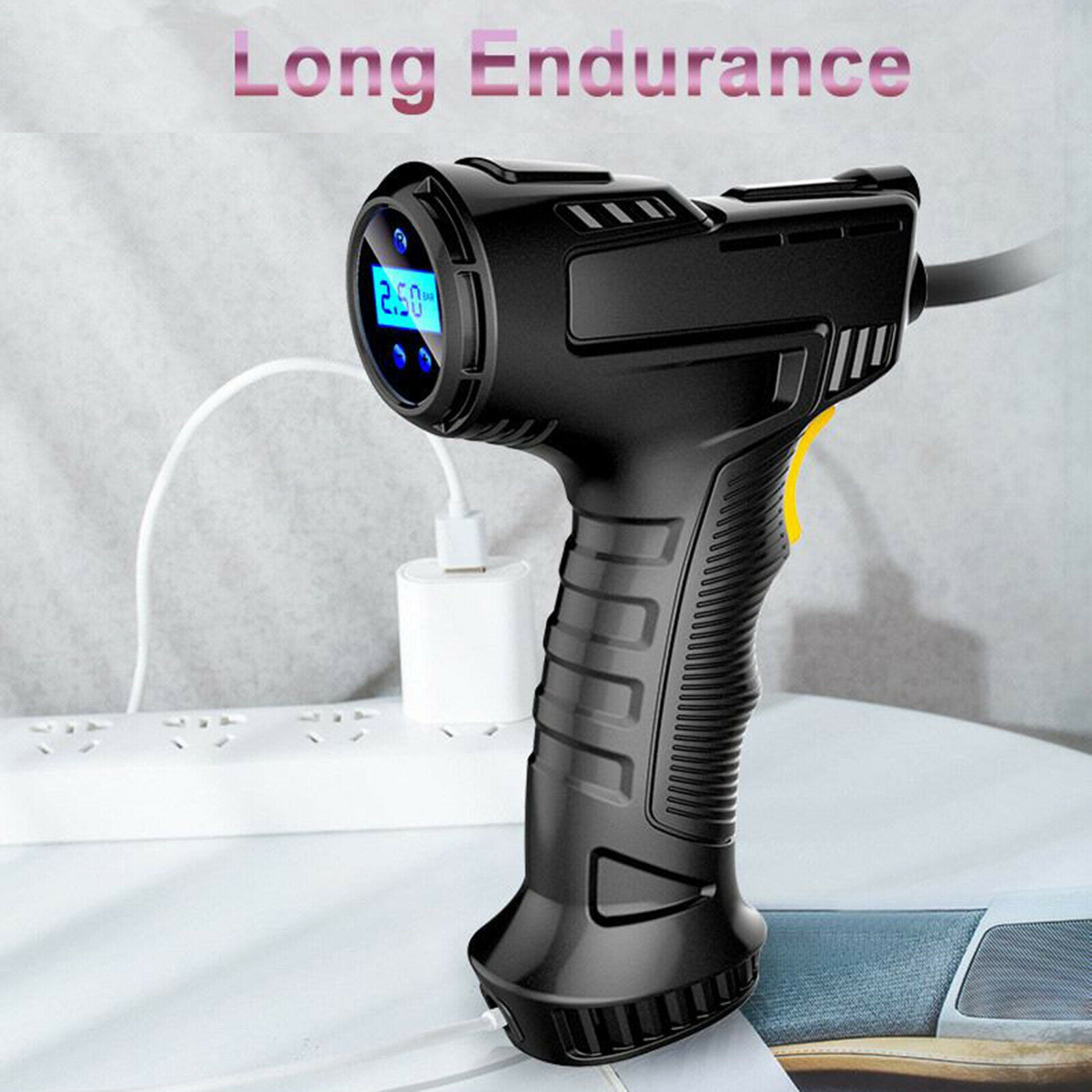 Electric Cordless Tire Inflator Portable Air Pump Digital Display Screen