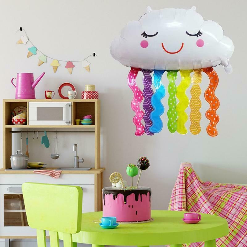 Cloud-shaped Balloons Mylar Foil Balloon Smiling Tassels Balloon Birthday Decor