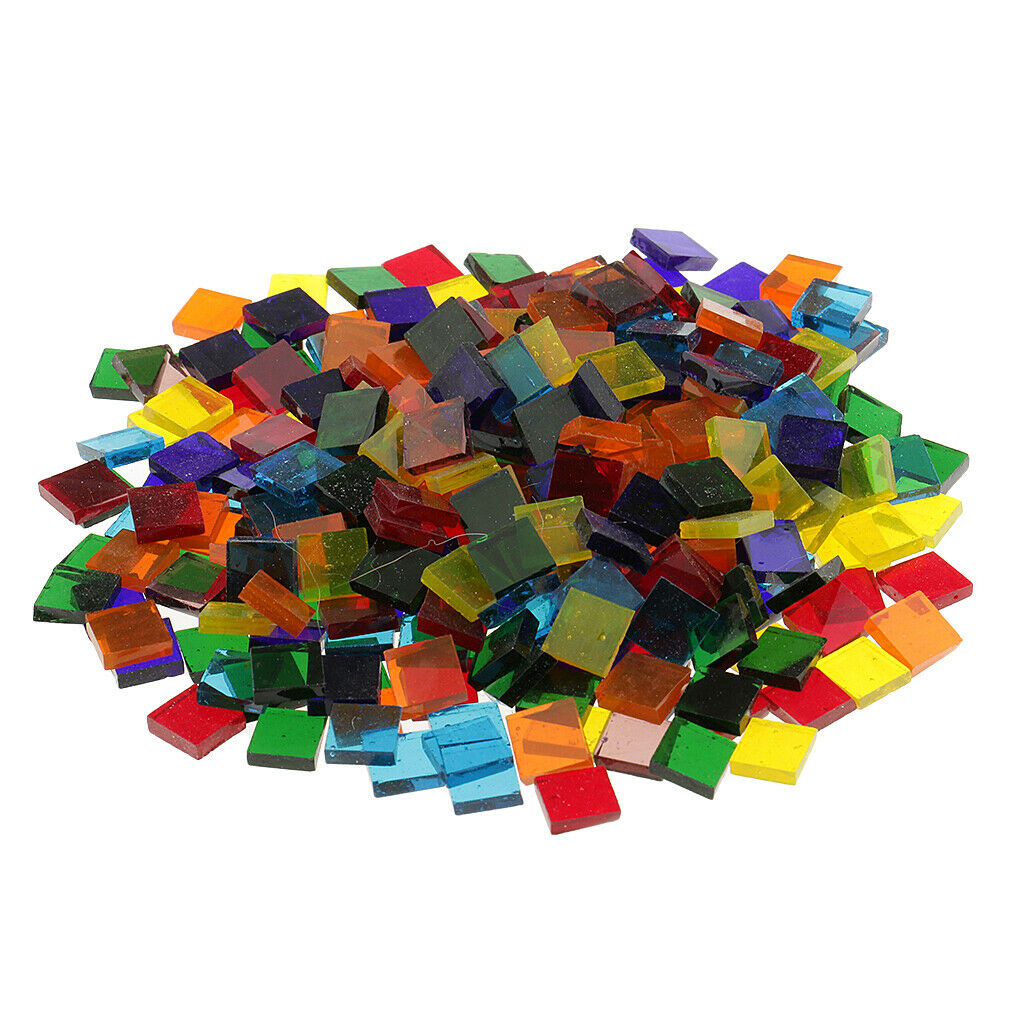 320g Square and Triangle Shape Assorted Colors Clear Glass Pieces Mosaic Tiles