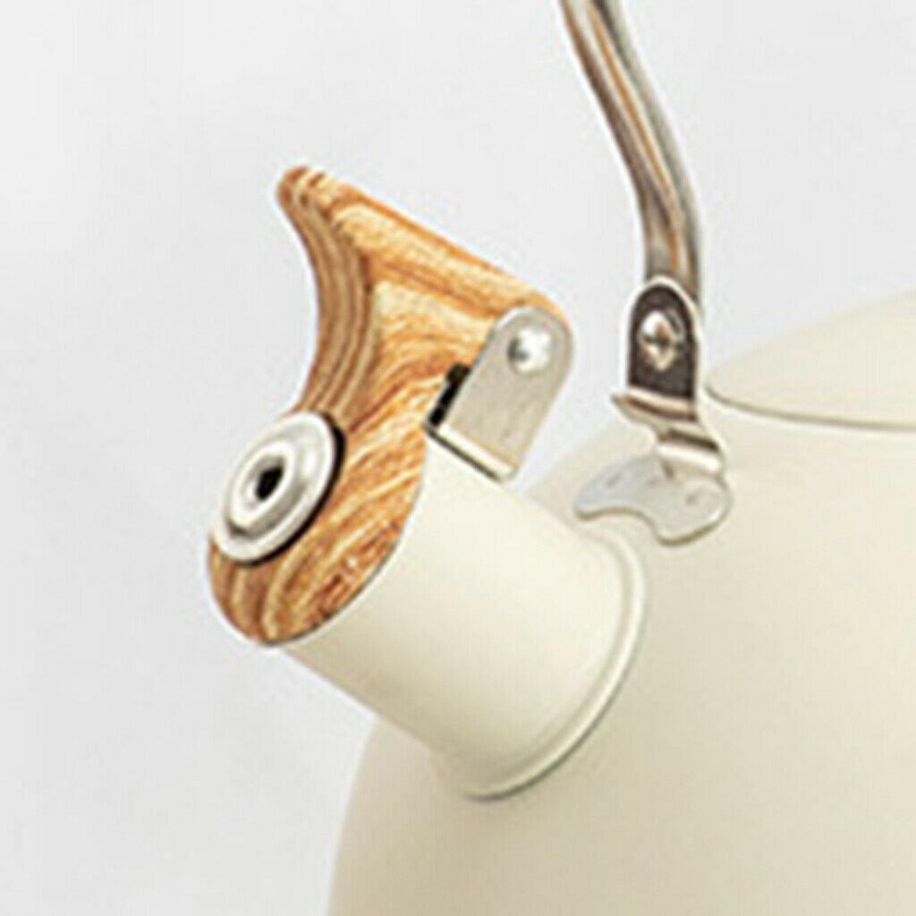 Whistling Kettle with Wooden Handle Kitchen Picnic Teapot for Gas Induction