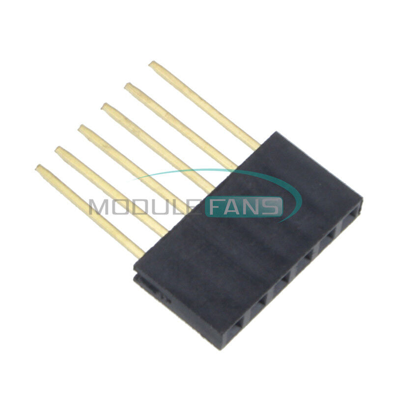 100pcs Single 2.54mm Pitch 6-Pin Row Stackable Shield Female Header for Arduino