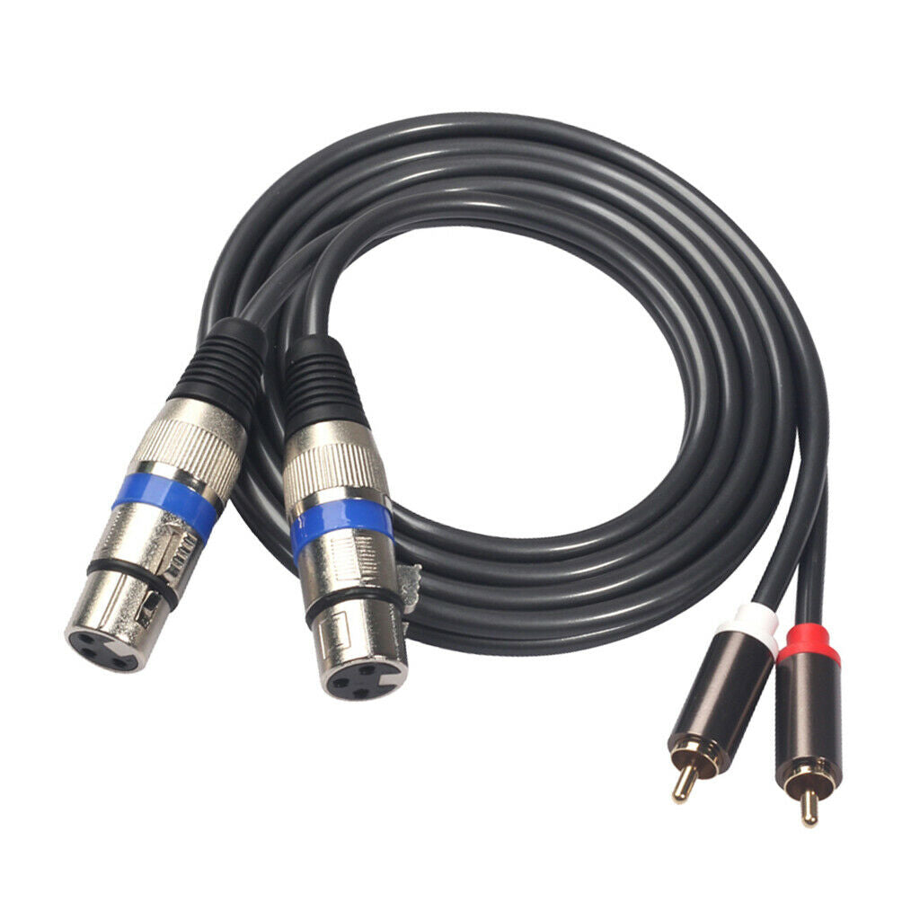 Pack of 2 Pro Black Mic RCA Plug to XLR   Audio Extention Cable 1.5m