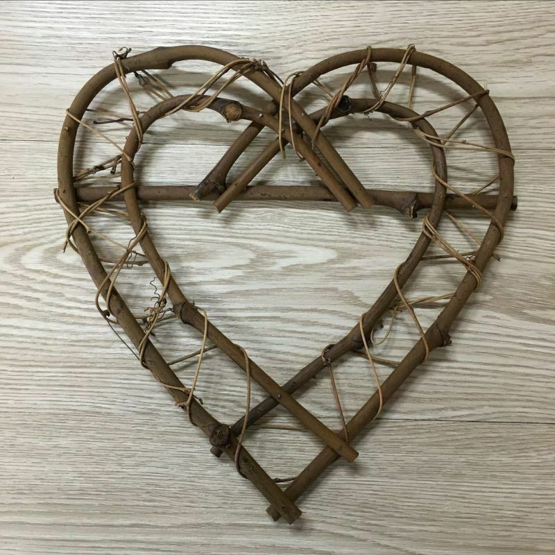 Christmas Rattan Garland Wreath Heart-shaped Pendant Hanging Tree Ornament DIY