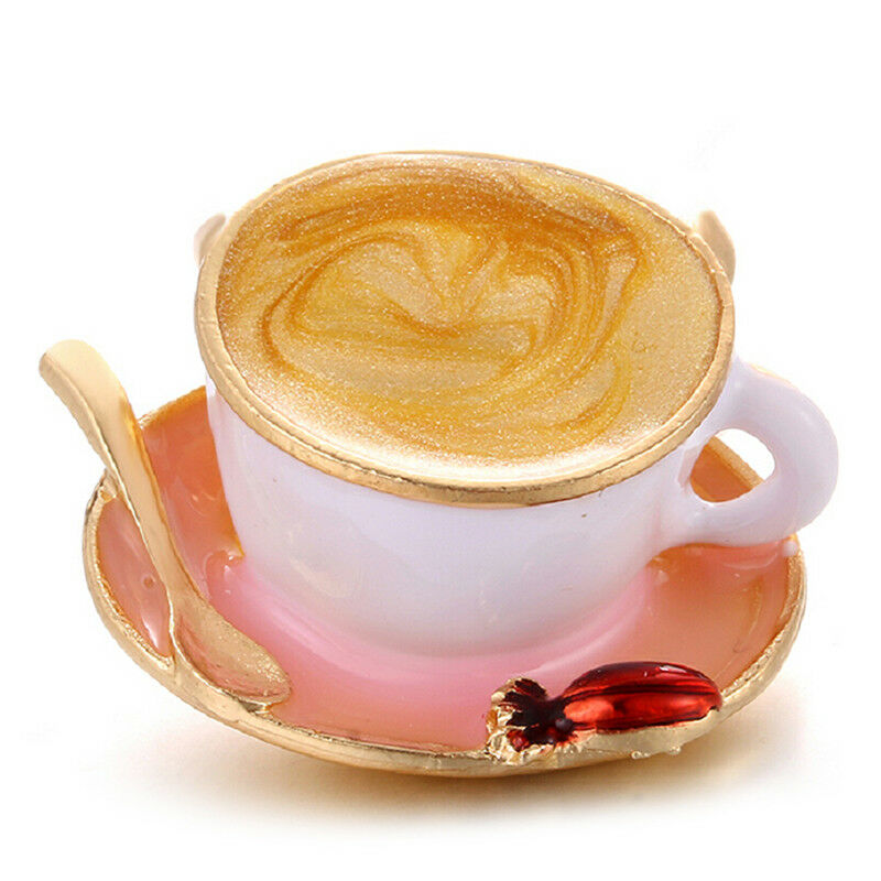 Enamel Coffee Cup Spoon Brooch Pin Women Scarf Suit Collar Lapel Pin Jewel.l8