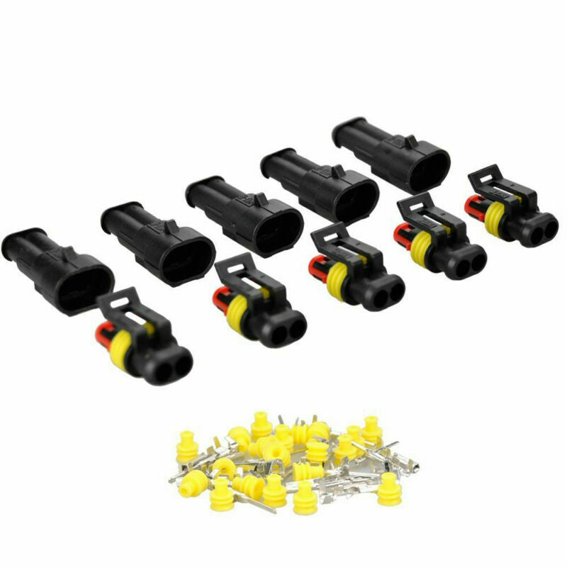 10 Kit 2 Pin Way Sealed Waterproof Electrical Wire Connector Plug For Car Truck