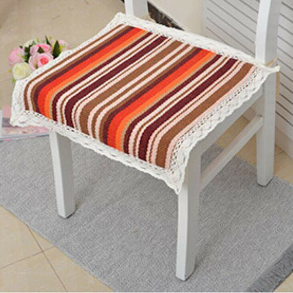 Pure Cotton Woven Dining Room Chair Seat Pad Cover Protector 45x45cm Strips