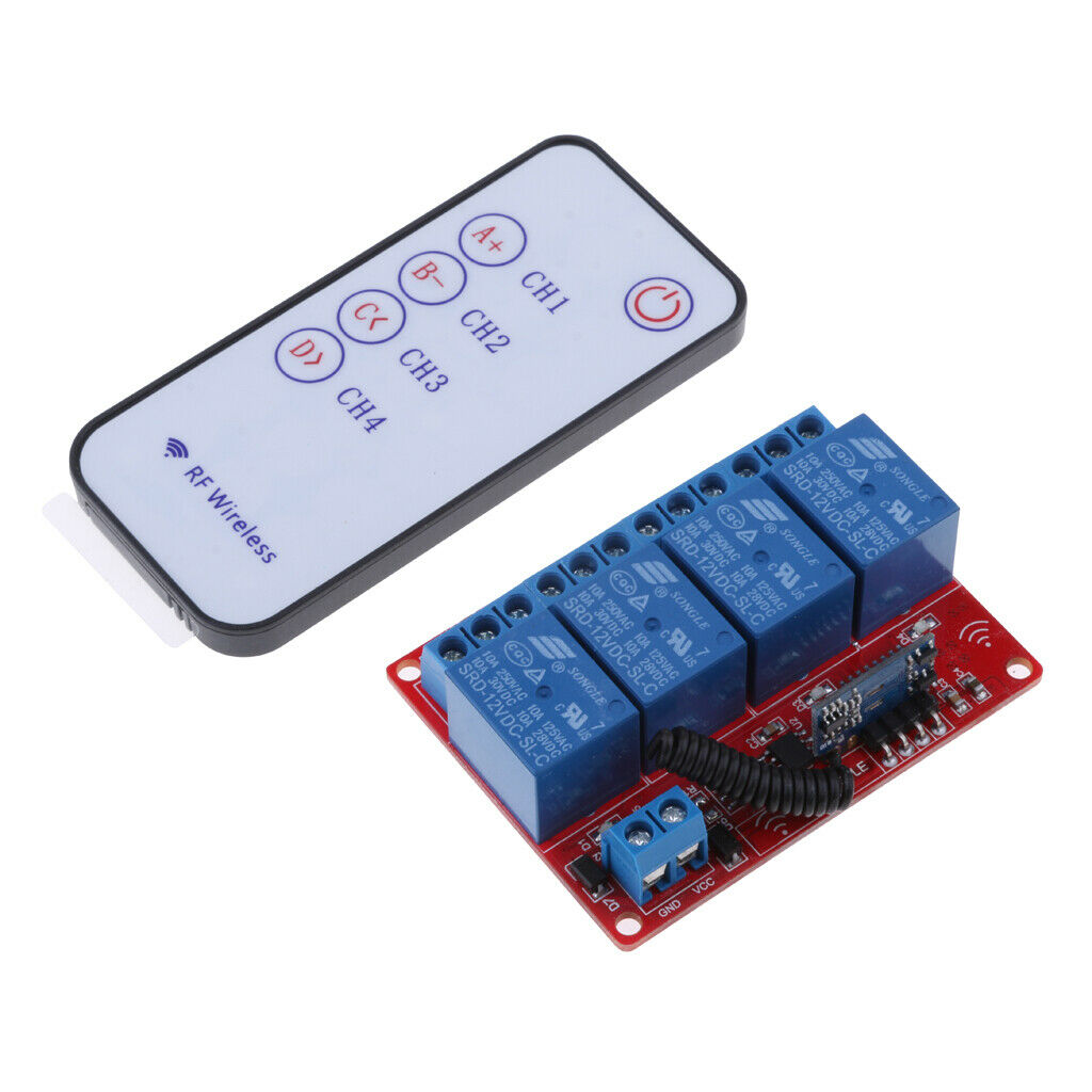 12V Four Channel 433M RF Wireless Relay Self-lock Module With Remote Control