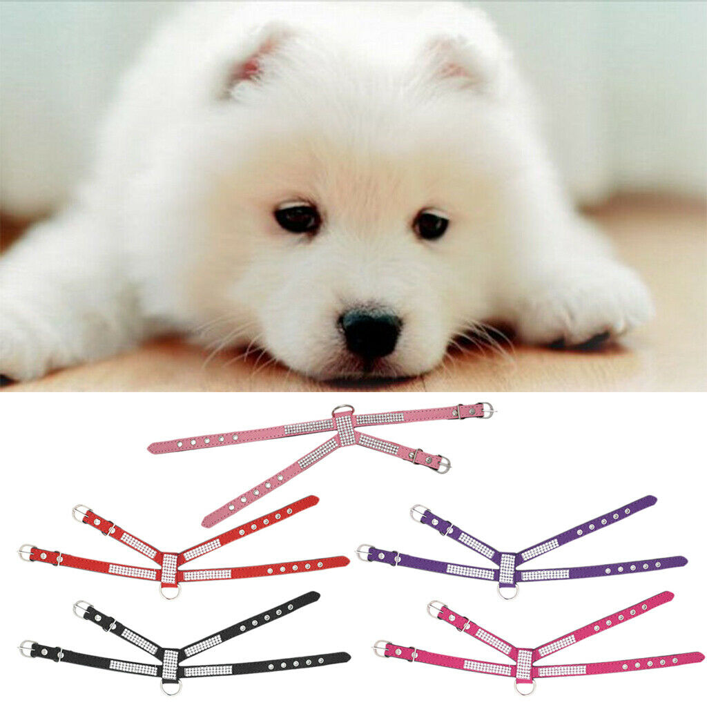 2pcs Bling Diamond Crystal Collar Pet Cat Dog Harness Chest Strap Lead