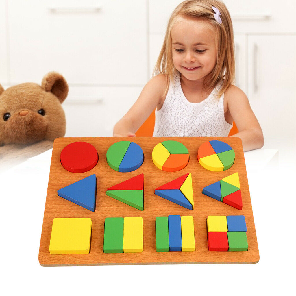 Wood Geometry Shape Matching Block Puzzle Board Stacking Color Recognition
