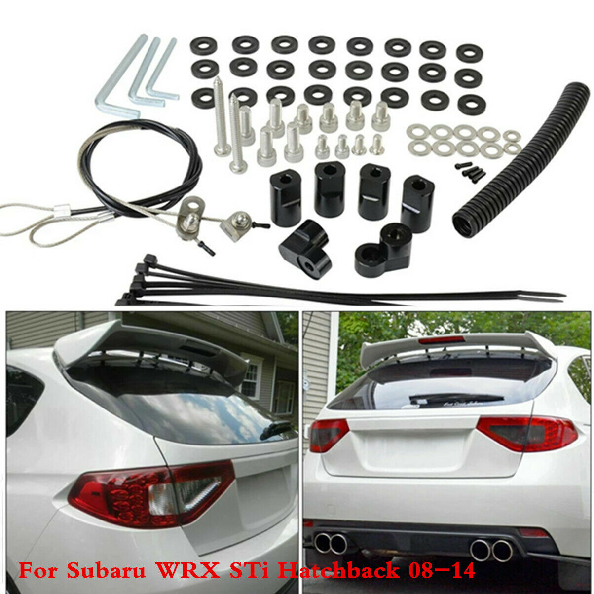 Rear Roof Wing Spoiler Riser Lift Extension For Subaru WRX STi Hatchback 08-14