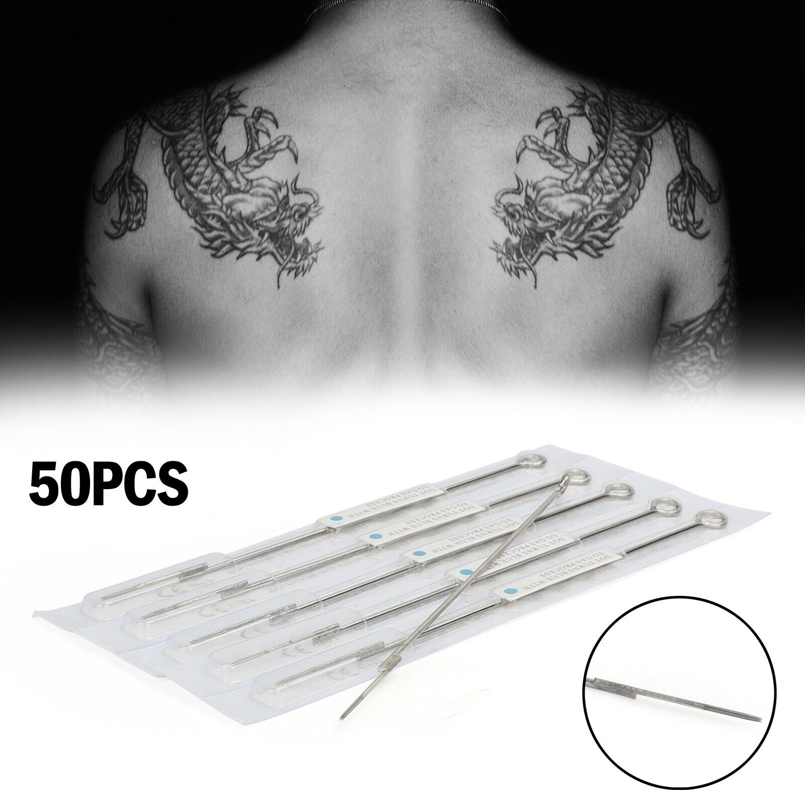 9RL Tattoo Machine Needles Disposable Sterile Size 9 Round Liner Box of 50