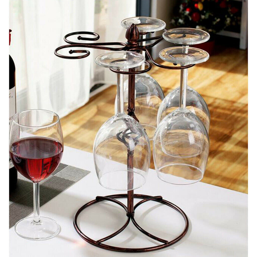 Bronze Metal Freestanding Tabletop Stemware Rack Wine Glass Cup Holder