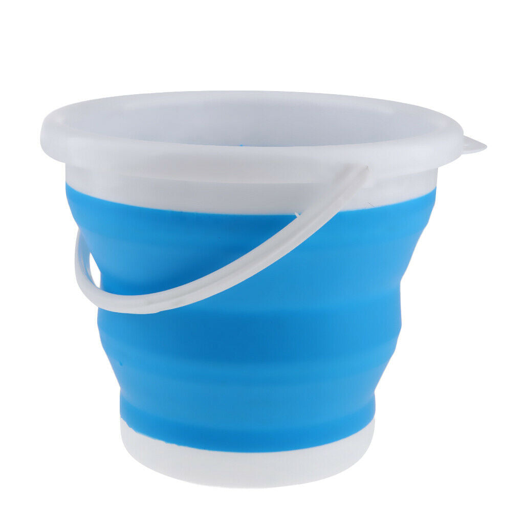 Camping Folding Collapsible Silicone Bucket Outdoor Barrel S Round Blue