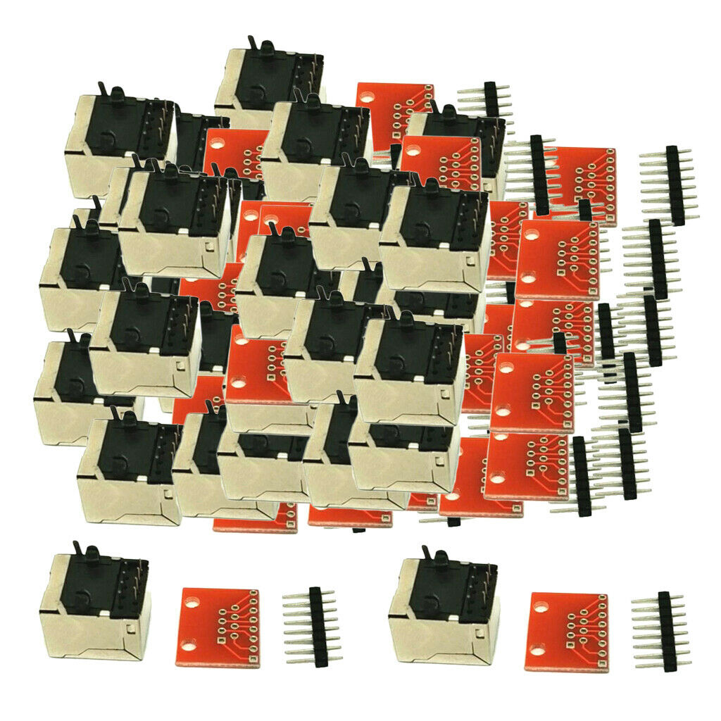 30x RJ45 Connector and Breakout Board Module Linker Components DIY Parts Set