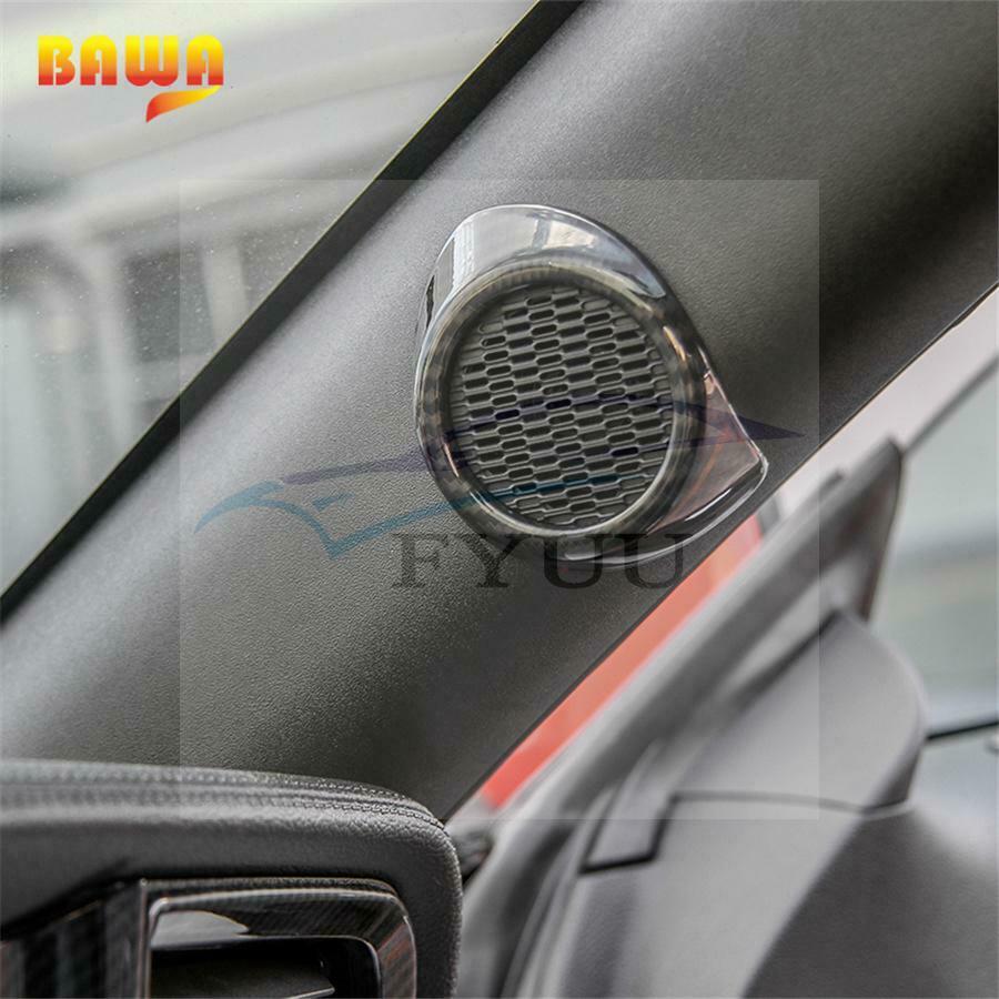 2x Carbon Fiber A Pillar Door Stereo Speaker Cover Trim For Ford Mustang 2015-18