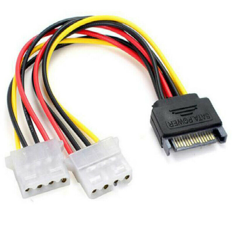 15Pin SATA Male to Double 4 Pin Molex Female IDE HDD Power HardDrive Ca-DD