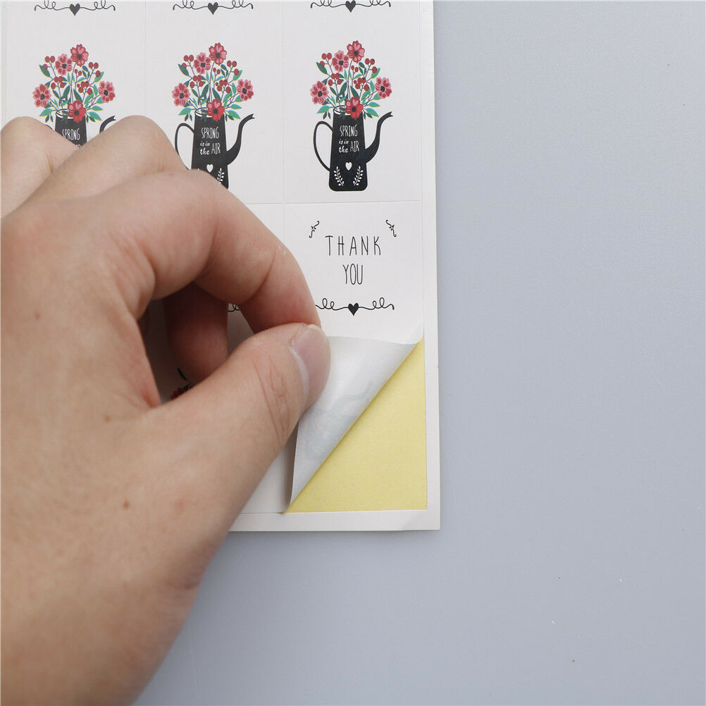 60x Thankyou Flowers Paper Baking Cake Seal Label Hand Made Gift Sticke.l8